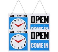 Gatuida 4pcs Adjustable Clock Sign Store Hours Sign with Resists Wear and Tear Feature for Office and Outdoors Door Use