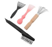 Gatuida 4pcs Airbag Comb Cleaning Tool Hairbrush Cleaner Brush Wood Handle Hair Removal Cleaner for Salon Home Use Comb Cleaning Tool