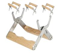 Gatuida 4pcs Beekeeping Frame Holder with Ergonomic Wooden Handle Stainless Steel Grip Tool for Comfortable Honey Harvesting and Hive Management