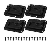 Gatuida 4pcs Black Spring Loaded Recessed Pull Handles with Screws for Flight Cases Toolbox Storage Chests Speaker Boxes Metal Carry Hardware Replacement