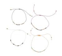 Gatuida 4pcs Boho Adjustable Braided Bracelet with Natural Rice Beads and Crystals Handmade Waxed for Women for Summer Beach Parties and Social Gatherings