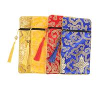 Gatuida 4pcs Buddhist Pouch Zippered Brocade Protective Bags for Scriptures Sundries Lightweight Cloth Storage Containers for Cards Files Texts Multi Functional Zen Book Holders