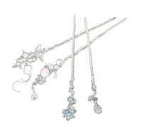 Gatuida 4pcs Bun Hairpins with Moonstone and Tassels Decorative Retro Chinese Hair Sticks for Women Elegant Accessories for Hanfu and Modern Styles Unique Updo Holders for Cultural Events