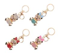 Gatuida 4pcs Car Bag Decoration Charm Keychain Rhinestone Trim Key Chain Key Holder Party Favor Charms Girl’s Purse Pendant Goodie Bag Bear
