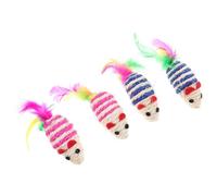 Gatuida 4pcs Cat Mouse Set for Indoor Cats, Two-color Sturdy Sisal Material, Interactive Kitten Chew in Blue and Pink