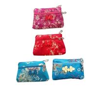 Gatuida 4PCS Chinese Style Zipper Silk Purse Random Pattern Jewelry Bag Durable Change Pouch for Women Compact Brocade Coin Wallet for Organizing Small Items Random Color