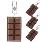 Gatuida 4Pcs Chocolate Food Keychain: Realistic Chocolate Key Chain Ring Backpack Bag Pendant - Sweet Keyring Fake Food Key Holder Kawaii Party Bag Fillers Coffee Color