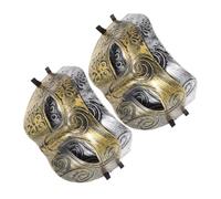 Gatuida 4pcs Decorative Half Face for Men Retro Style Ancient Design for Halloween Carnival and Fancy Dress Parties Elegant Costume Accessory Antique Bronze Silver