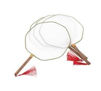 Gatuida 4pcs DIY Double Sided Handheld Round Fan with Long Handle for Adults Blank Paddle Fan for Painting Art Crafts Tea Party Decorations Compatible with Watercolors Acrylics