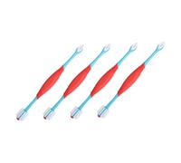 Gatuida 4pcs Dual Head Pet Dog Toothbrush Soft Bristles for Oral Cleaning Ergonomic Long Handle Design for Comfortable Use for Dogs and Cats Pet Teeth Cleaning Tool