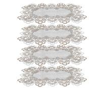 Gatuida 4pcs Embroidered Lace Placemats Set with Two-tone Mesh, Handmade Crochet Vintage Lace Table Mats for Farmhouse Style Dining and Rustic Wedding Banquet
