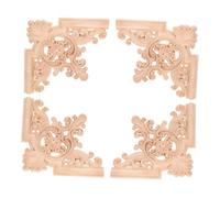 Gatuida 4pcs French Luxury Wooden Carved Ceiling Appliques Elegant Floral Onlay Ornaments for Living Decor Easy Installation Enhance Spatial Depth with Artistic Home Decoration