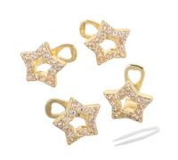 Gatuida 4pcs Glitter Teeth Caps for Men Women Hollow Star Zirconia Single Tooth Grill Golden Hip Hop Mouth Jewelry for Rapper Costume Party Accessories