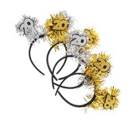 Gatuida 4pcs Glitter Tinsel Year Headband Set Luxurious Gold Silver Striped Hair Accessories for Women S Festive Party Elegant Happy Year Hairwear for Christmas and Celebration Events