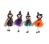 Gatuida 4pcs Halloween Angel Doll Decorations with Broom Lightweight Hanging Witch Ornaments for Haunted House Party Favors Table Centerpieces Indoor Outdoor Use