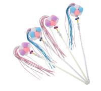 Gatuida 4pcs Interactive Cat Teaser Kit with Bell Fuzzy Design for Indoor Cats and Kittens Engaging Play to Encourage Exercise and Hunting Instincts Blue and Purple Colors