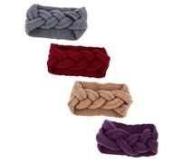 Gatuida 4pcs Knitted Ear Warmer Headband Wrap Elastic Soft Hair Accessory with Buttons for Winter Outdoor Activities Stylish Comfortable Design for Women Random Color