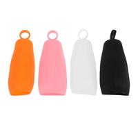 Gatuida 4pcs Leak Silicone Travel Bottle Covers Elastic Stretchable Sleeves for Toiletries Protection in White Black Pink Orange Colors