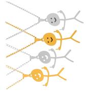 Gatuida 4pcs Matchstick Men Pendant Necklace Stainless Steel Doodle Collar Jewelry for Women and Men Casual Party Fashion Accessories