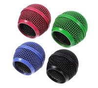 Gatuida 4pcs Metal Microphone Grill Covers Replacement for Mic Heads Mesh Grille with Green Sky Pink and Black Compatible with Wired and Wireless Mics for Musicians and Broadcasters