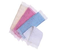 Gatuida 4pcs Miniature Dollhouse Bath Towels with Lace Edging, Small Doll Bathroom Hand Towels in White, Beige, Pink, and Blue for Dollhouse Decor and Collectors