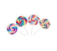 Gatuida 4pcs Miniature Fake Lollipop Props Realistic Candy Ornaments for Dollhouse Decoration Adorable Collectible Accessories Bright Colors Pink Purple Rainbow Rainbow Colorful