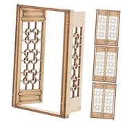 Gatuida 4Pcs Miniature Wooden Windows for Dollhouse Beige Vintage Frame Model for DIY Crafts Architectural Decoration Realistic Design for Mini House Building Kits