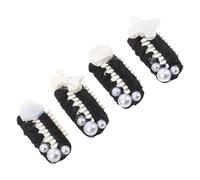 Gatuida 4Pcs Pet Hair Clips for Cats and Dogs 2.8Cm Mini Pearl Beaded Claw Clips with Butterfly Heart and Shell Designs Small Animal Hair Accessories