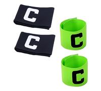 Gatuida 4Pcs Portable Captain Armbands Wear Resistant Football and Basketball Bands for Adults Reusable Sports Arm Bands Black Fluorescent Green for Team Activities