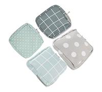 Gatuida 4pcs Portable Period Bag Menstrual Pad Storage Pouch Multipurpose Sanitary Napkin Holder for Travel and Daily Use Teen Girls Grey and Blue Plaid, Grey and Green Dot
