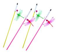 Gatuida 4pcs Portable Plastic Cat Teasing Stick Set Easy to Carry Interactive Cat Wand for Indoor Play and Kitten Entertainment