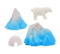 Gatuida 4pcs Realistic Mini Igloo Model with Polar Bear Figurines Houses and Iceberg Decorations for Dollhouse Miniatures Winter Animal Play and Cake Toppers