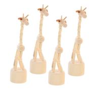 Gatuida 4pcs Retro Style Giraffe Finger Puppets Handcarved Wooden Miniature Animal Sculptures for Room Decor Travel Unique Artisan Craftsmanship