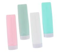 Gatuida 4Pcs Silicone Travel Bottles Set Leak Reusable Containers for Shampoo Lotion and Cosmetics for Toiletries the Go Durable and Portable Design Frosted Blue Gray Green and Soft