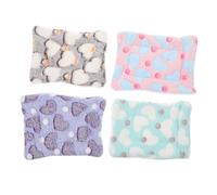 Gatuida 4pcs Small Animal Pet Sleep Mats Thickened Coral Fleece Warm Cushions for Hamster Rabbit Guinea Pig Bedding with Green Purple Pink