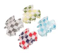 Gatuida 4pcs Small Checkerboard Hair Claw Clips for Women Stylish Jaw Clips Green Blue Red and Grey Non Slip Mini Hair Accessories for Various Hairstyles