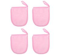 Gatuida 4Pcs Soft Facial Cleaning Gloves Makeup Removal Puff Pink Washable Reusable Gentle Exfoliating Skincare Tool for Daily Face Cleansing and Makeup Removal