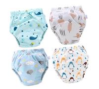 Gatuida 4pcs Training Pants Washable Diapers, Breathable Learning Pants Underwater World, Blue Star Cloud, Radish and Penguin Patterns