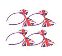 Gatuida 4pcs Uk Flag Bow Headbands for Women British Country Flag Hair Bands with Feminine Bow Style Versatile Festival Hair Accessories for Cosplay Sports Party Sophisticated Design