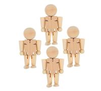 Gatuida 4pcs Unfinished Wooden Robot Figures DIY Craft Kit Natural Wood Hand Model Painting for Creative Art Projects