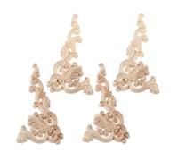 Gatuida 4pcs Unpainted Wood Carved Appliques Decorative Corner Decals for Cabinets Wardrobes and Walls Solid Wood Trim Molding for DIY Home Decor