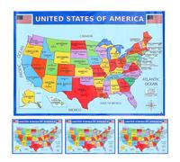 Gatuida 4pcs Waterproof United States Map Posters, Wall Chart Educational