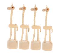 Gatuida 4pcs Wooden Giraffe Finger Puppets Playful Animal Sculptures for Room Decor Travel and Miniature Decoration Natural Wood with Smooth Texture