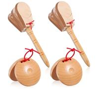Gatuida 4pcs Wooden Spanish Castanets Handheld Finger Castanets with Rustic Wood Patterns Beige Wood Material for Instructional Scenarios and Musical Events
