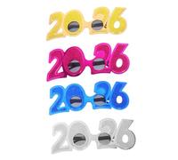 Gatuida 4pcs Year Party Glasses Glittery Plastic Eyewear for Adults for Celebrations Holiday Events and Fun Photo Booth Props Gold Silver Blue and Red