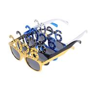 Gatuida 4pcs Year Photo Props Lightweight Funny Party Glasses for Adults Gold Silver Blue Black Eyewear for Birthday Celebrations Holiday Gatherings