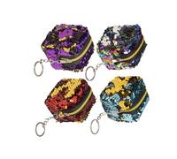 Gatuida 4pcs Zippered Sequin Coin Purse Small Short Wallet for Women Portable Change Bag with Key Storage Pouch Lightweight Mini Travel Accessory Random Color Random Color