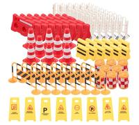 Gatuida 4sets Miniature Traffic Barricade Playset Durable Road Signs Barriers for Educational Traffic Simulation for Creative Learning Fun 62pcs*4