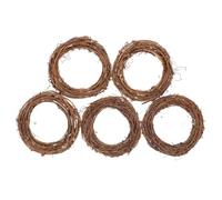 Gatuida 5 Pcs Rattan Wreath DIY Frame, 12cm Natural Vine Wreath Ring for Christmas Halloween Garland, Small Wicker Craft Base for Front Door Wall Decor, Neutral Scandi Holiday Ornament Ring