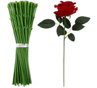 Gatuida 50 Pcs Green Artificial Flower Stems Flexible Diy Making Rods Short Stem Floral Arrangement Accessories for Crafting Bouquets Soap Flowers Home Decoration